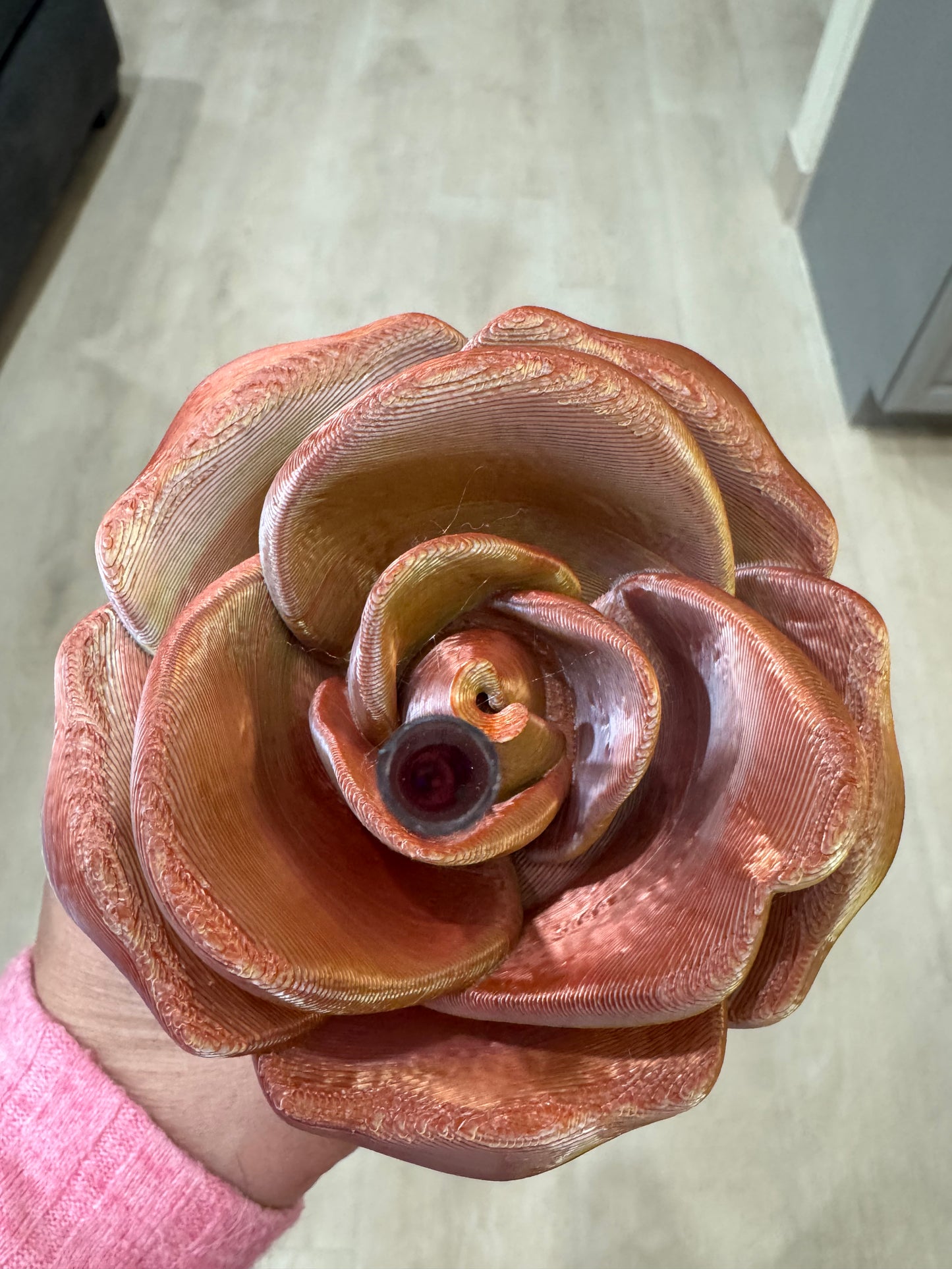 Tri Color Rose Can Cup Lid Topper-Rose, Gold, Silver