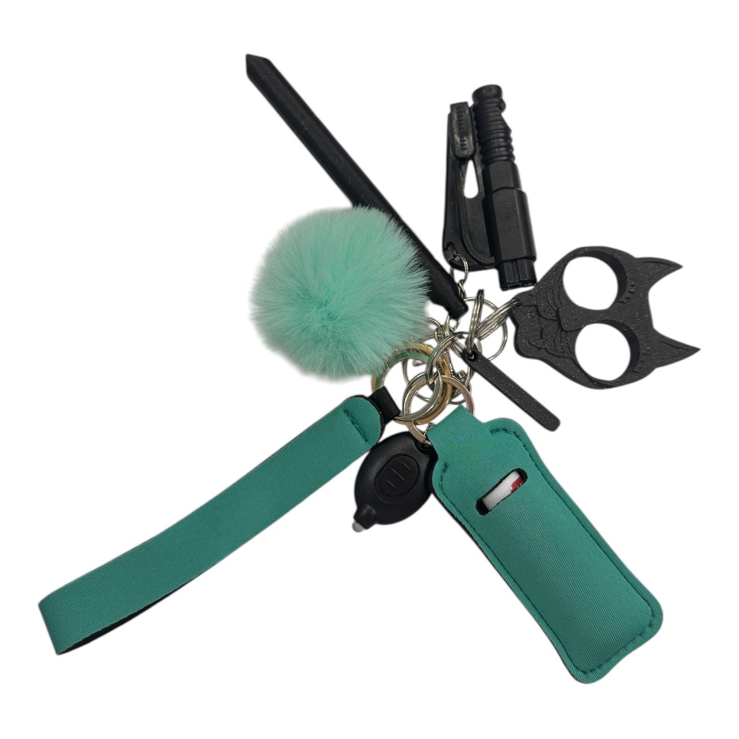 Mixed Teal & Black Safety Keychain