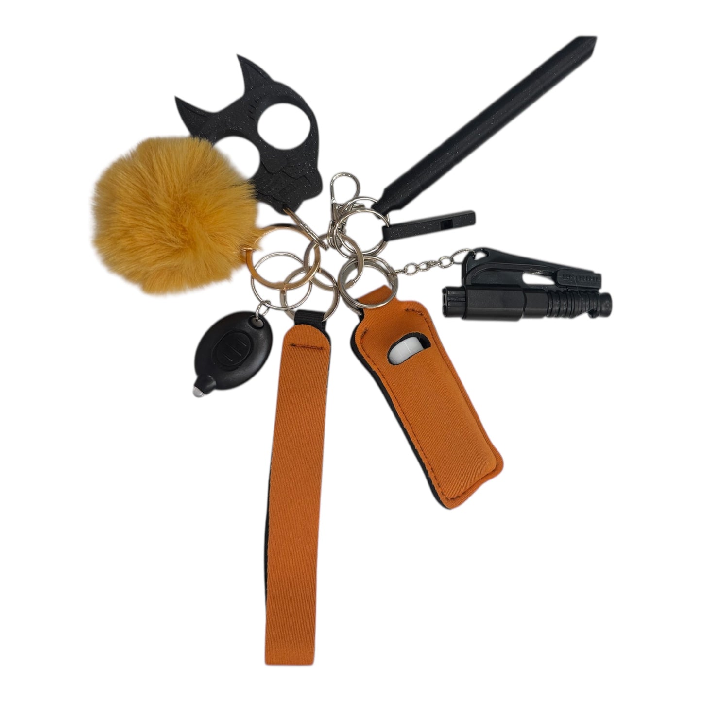 Mixed Rust Orange & Black Safety Keychain