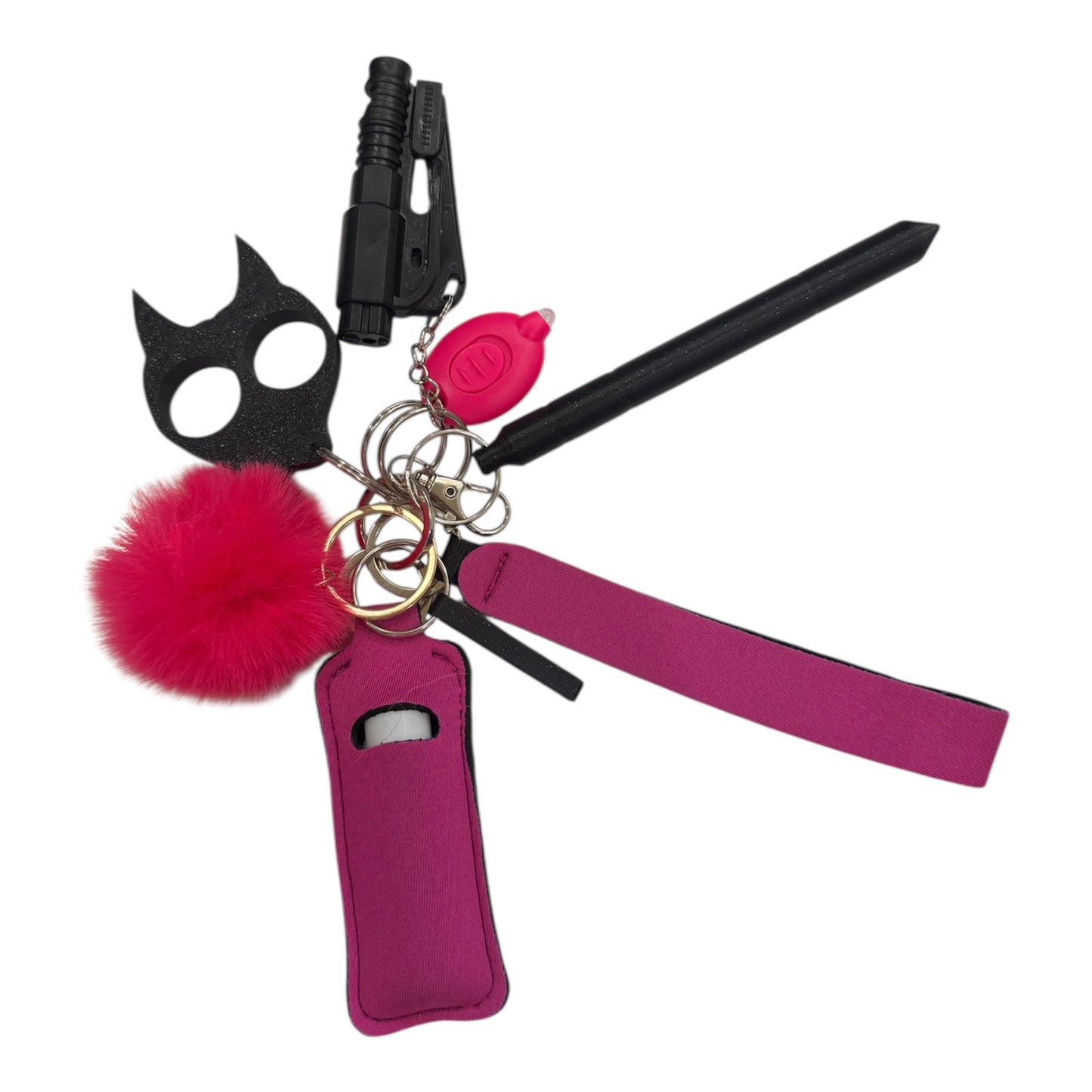 Mixed Bright Pink & Black Safety Keychain