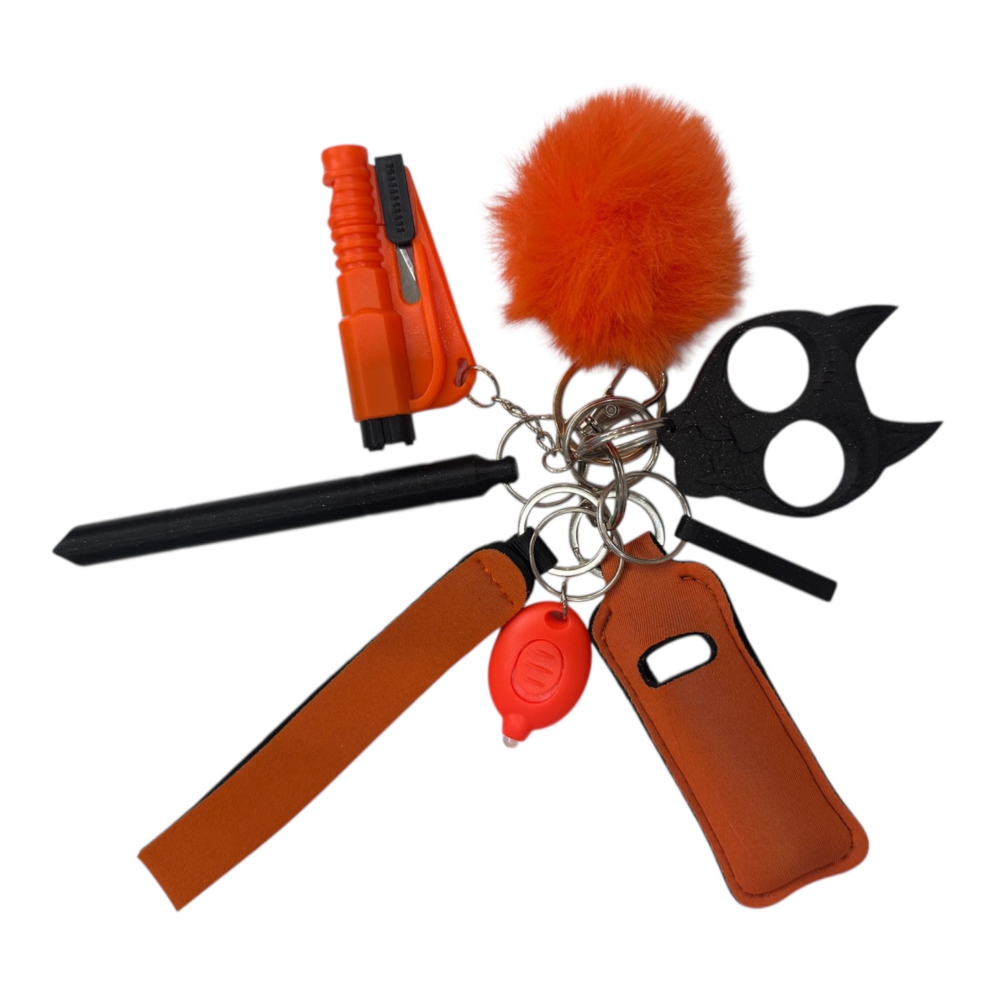 Mixed Orange and Black Safety Keychain