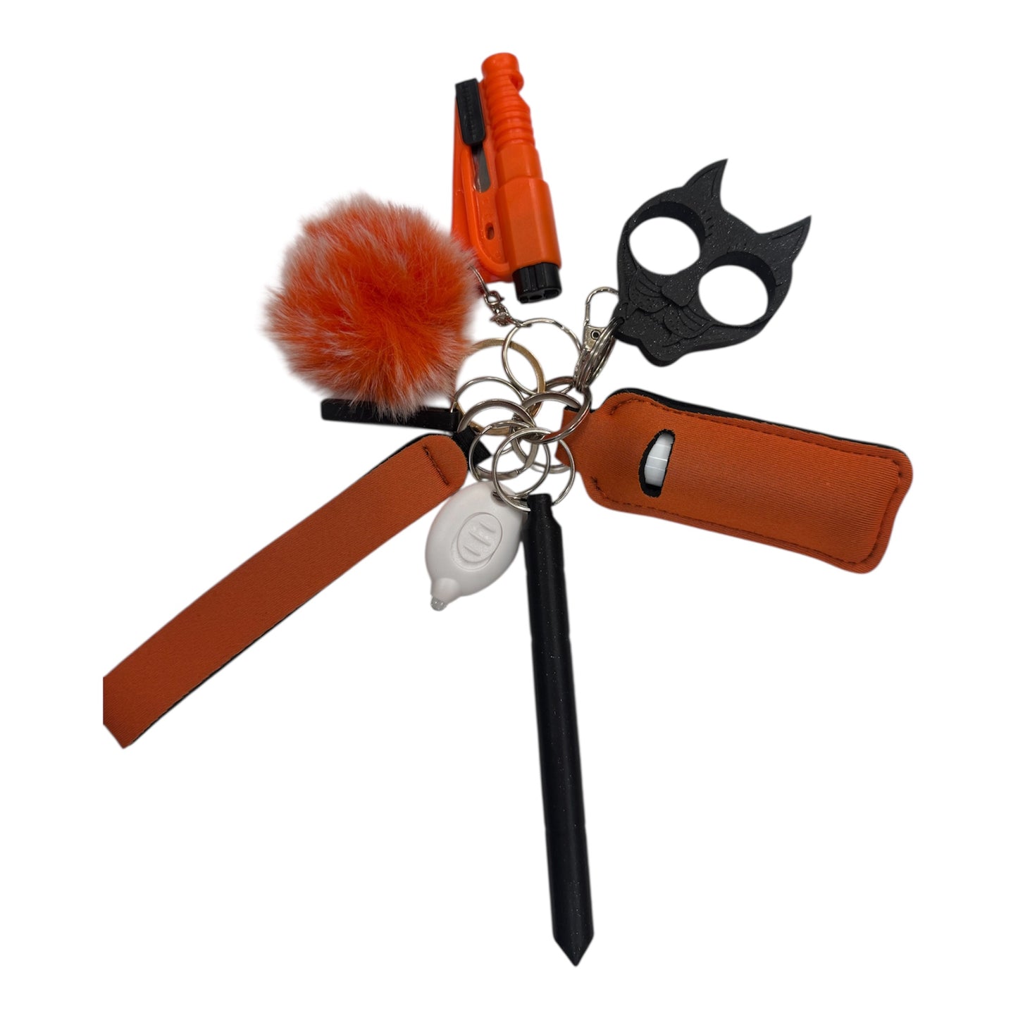 Mixed Orange, Black & White Safety Keychain