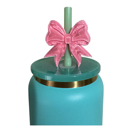Large Pink Bow Straw Topper- Standard size straw