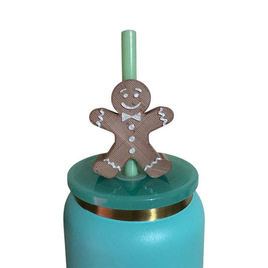 Gingerbread Man Straw Topper-Standard Straw