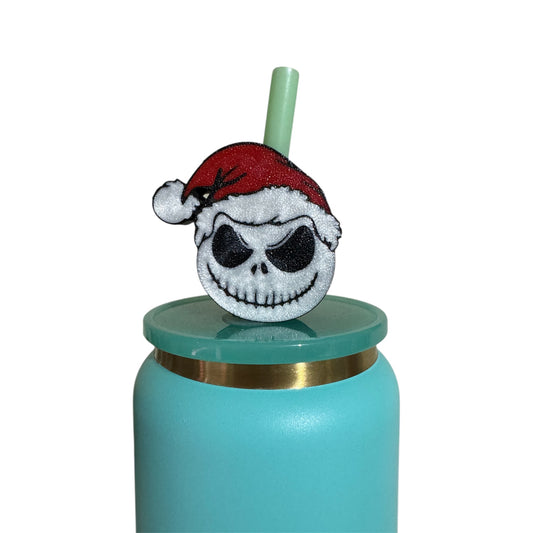 Skeleton Santa Hat Straw Topper