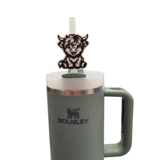 Highland Cow Straw Topper- Stanley