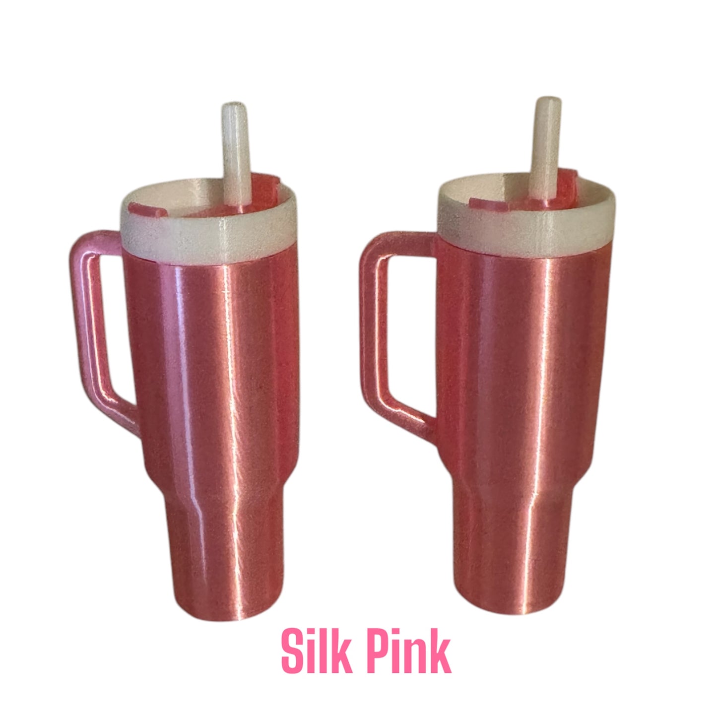 tumbler in the silk pink color with on screen text that reads silk pink.