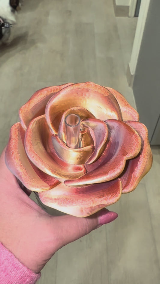 Tri Color Rose Can Cup Lid Topper-Rose, Gold, Silver