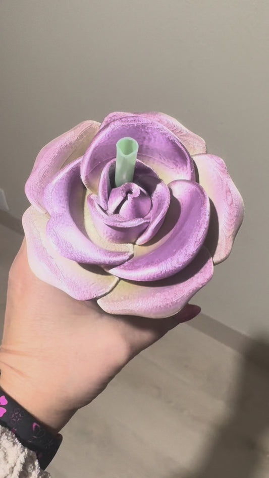 Multi colored rose Can Cup Lid Topper-Rainbow